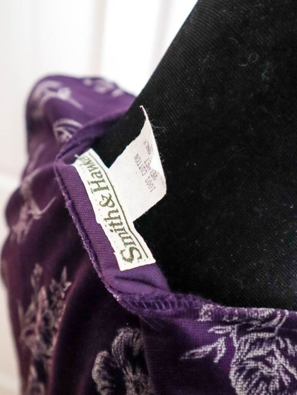Vtg Smith & Hawken Sleeveless Floral Jumper Dress Purple Velvet Sz S 30" Waist - Picture 8 of 8